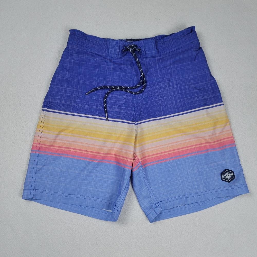 Spicy Tuna Swim Trunks Board Shorts Men's Small Multicolor Striped Surf Vacation